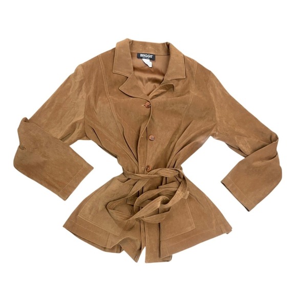 Briggs New York Jackets & Blazers - BRIGGS NEW YORK Suede style Belted Jacket Blazer Camel Brown Size XL fits small